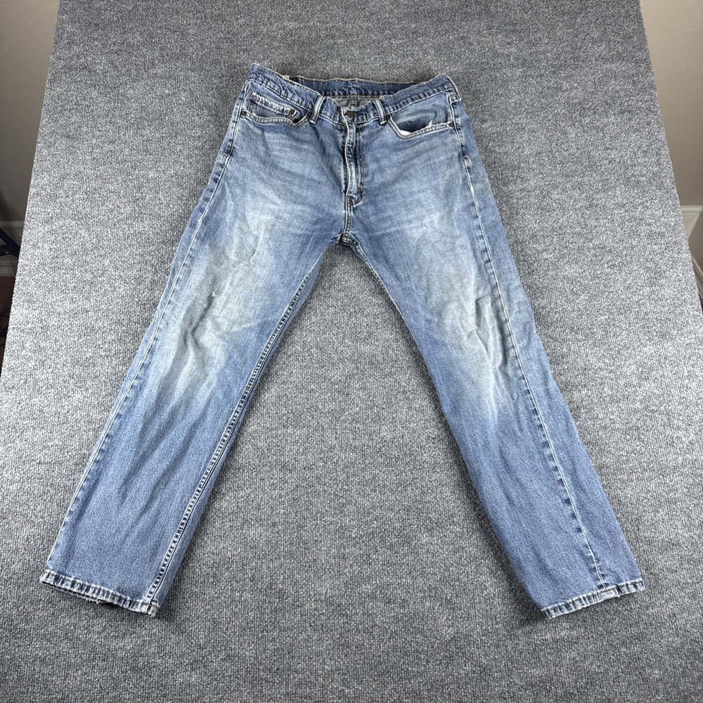 Levis‎ 505 Jeans Mens 34x29 Blue Light Wash Cotton Regular Fit Denim Workwear